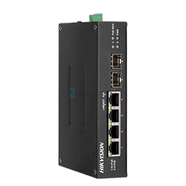 DS-3T0506HP-E/HS Hikvision, 4 poorten gigabit industriele poe switch