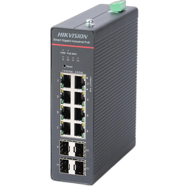 DS-3T1512HP-SI-8P4FKIT(240W) Hikvision, 8 poorten gigabit POE switch incl. 240W PSU
